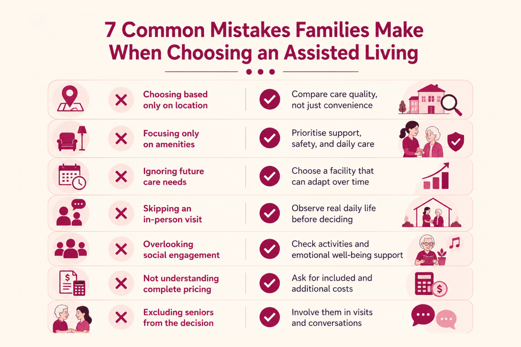 common mistakes while choosing assited living